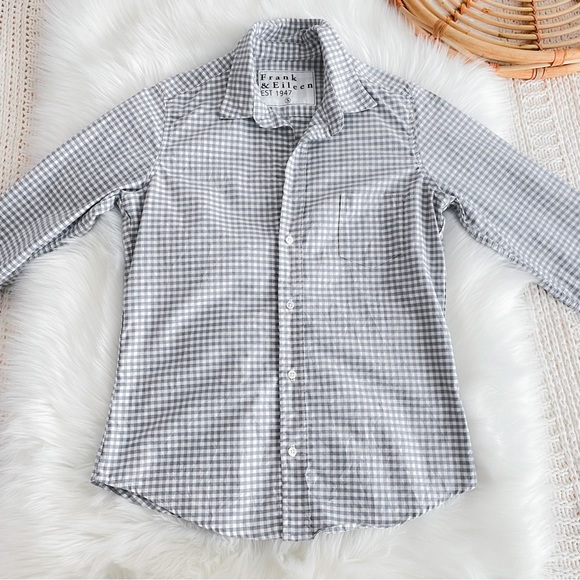 Frank & Eileen Barry Gingham Button Down Shirt Top Gray White 100% Cotton Plaid - Picture 15 of 15